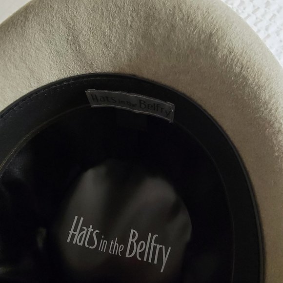 Hats in the Belfry Gray Wool Top Hat w Red Black Feather 100% Wool Large - Picture 6 of 12